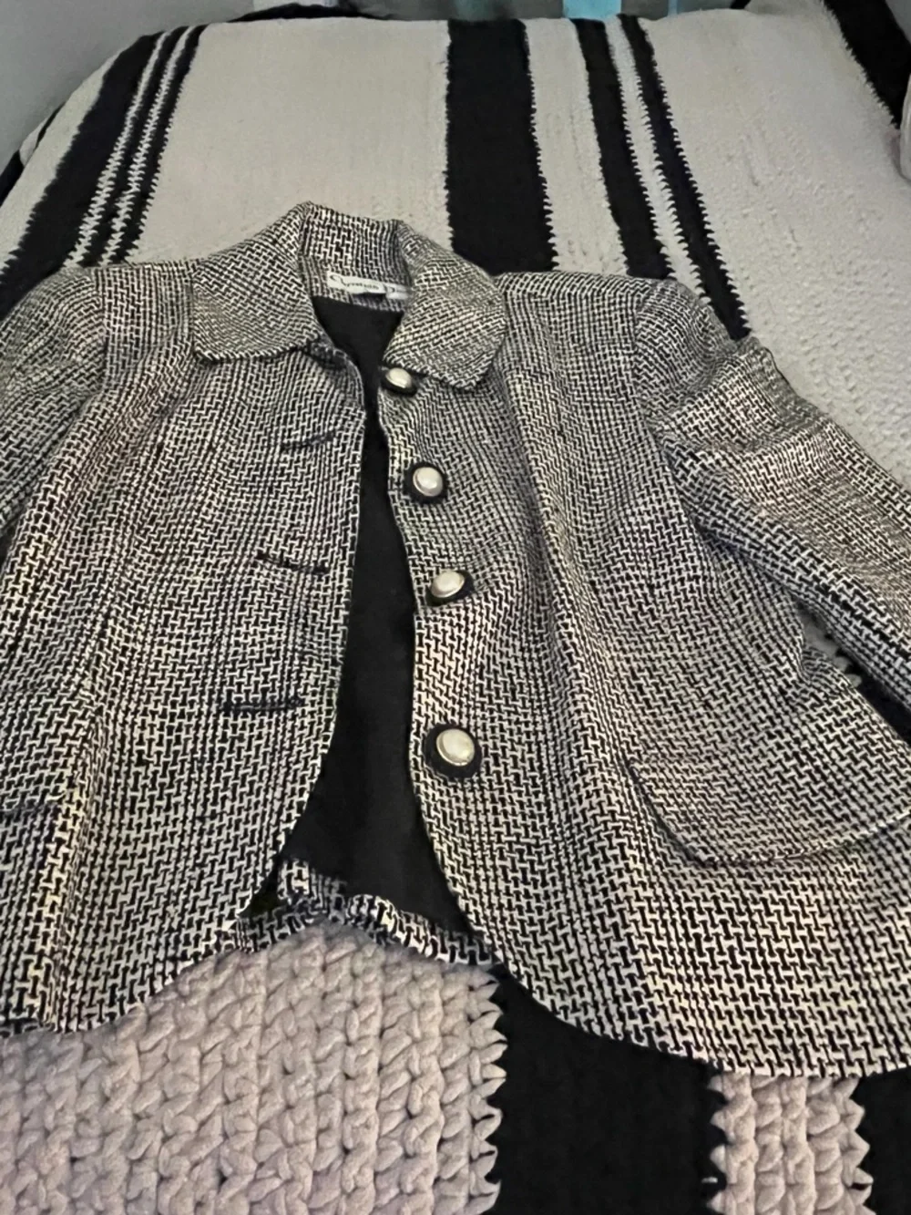 Dior Black and White Woven Tweed Jacket and skirt set